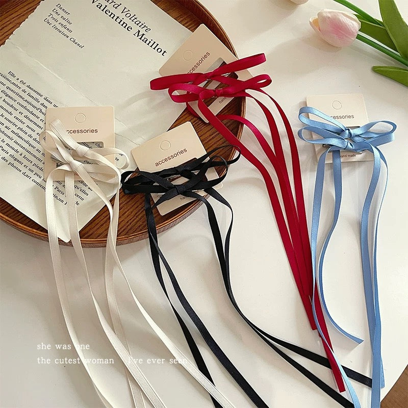 Long Ribbon Hair Clip Set