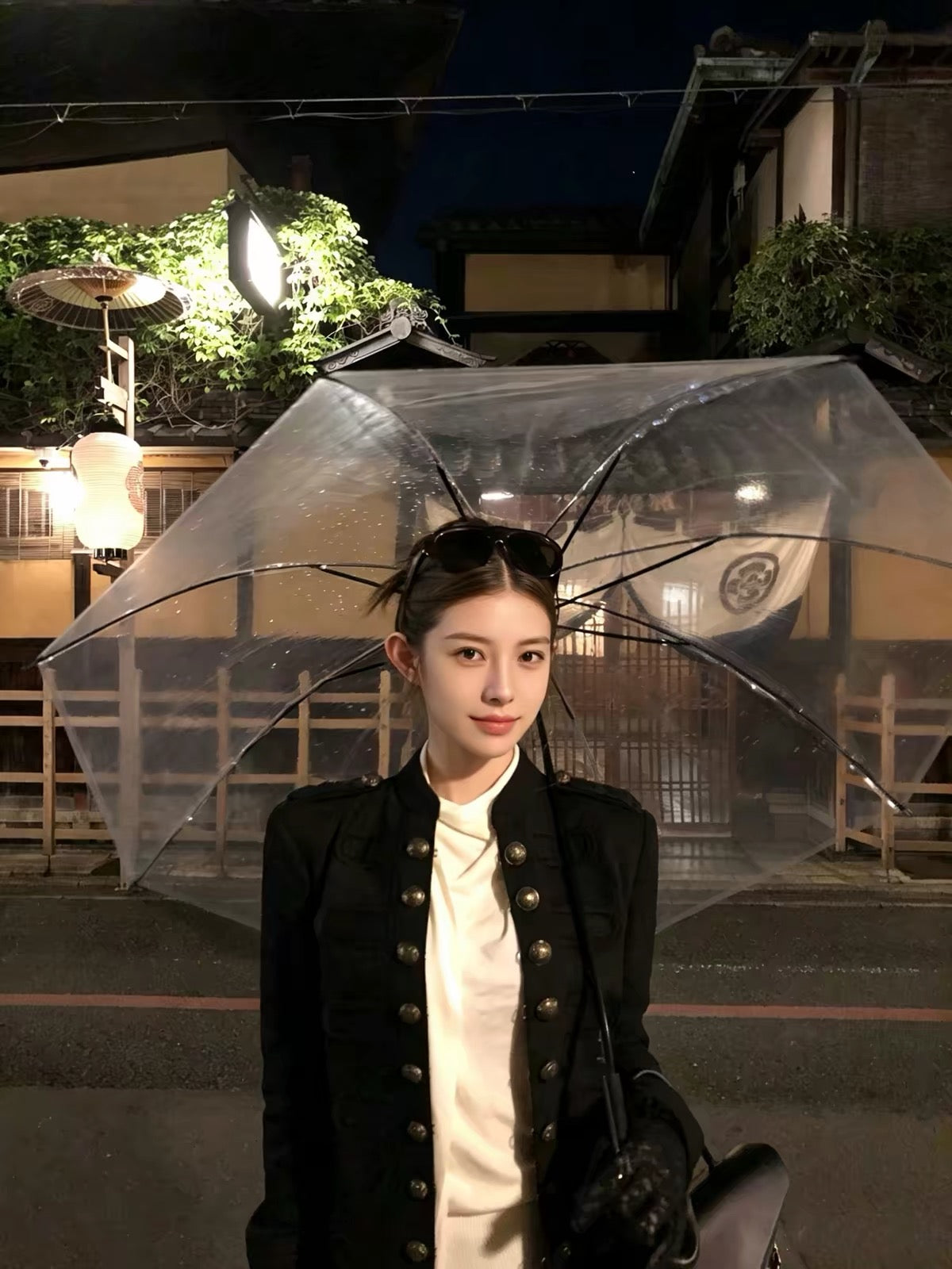 Button Long Sleeve Jacket (Black, Green)