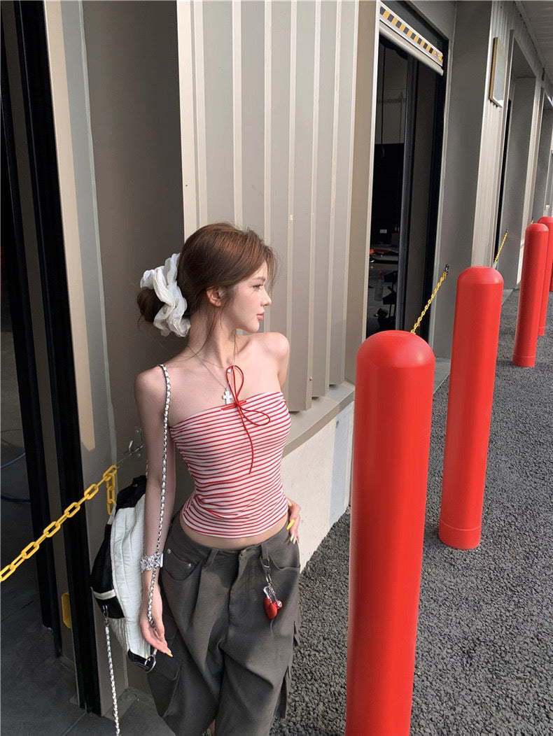 Red Stripe Tube Top