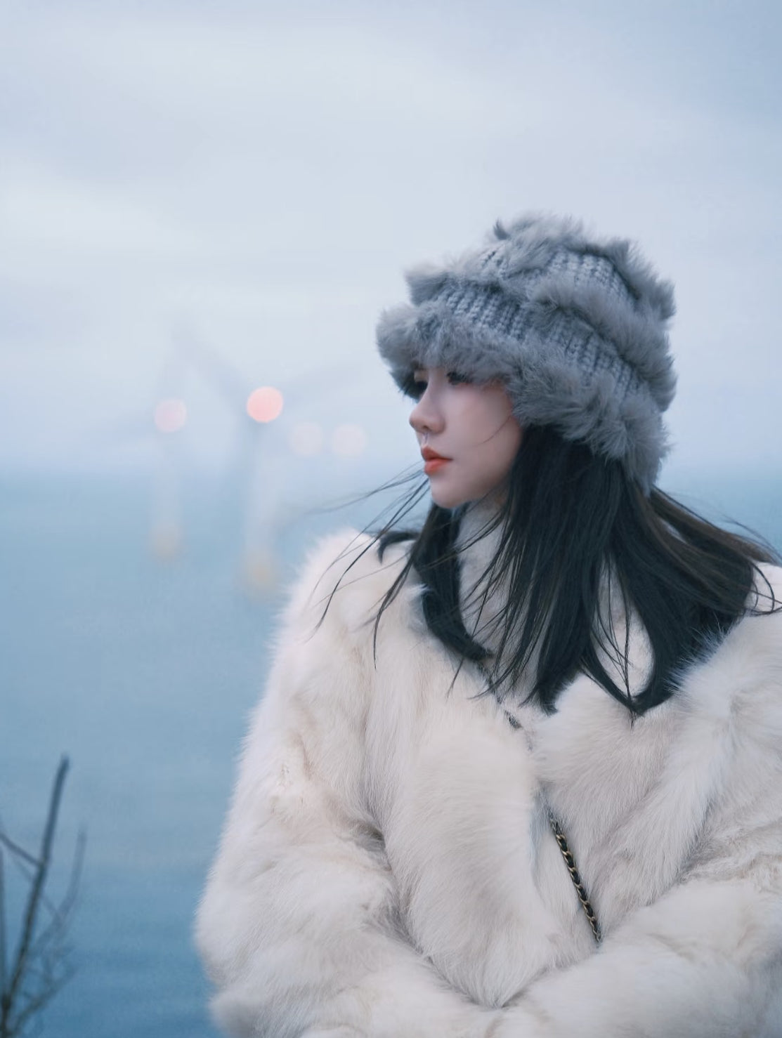 H29 Two Layer Knitted Fur Hat