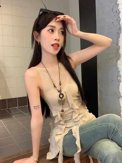 Beige Jelly Fish Bareback Long Top/Dress (S)