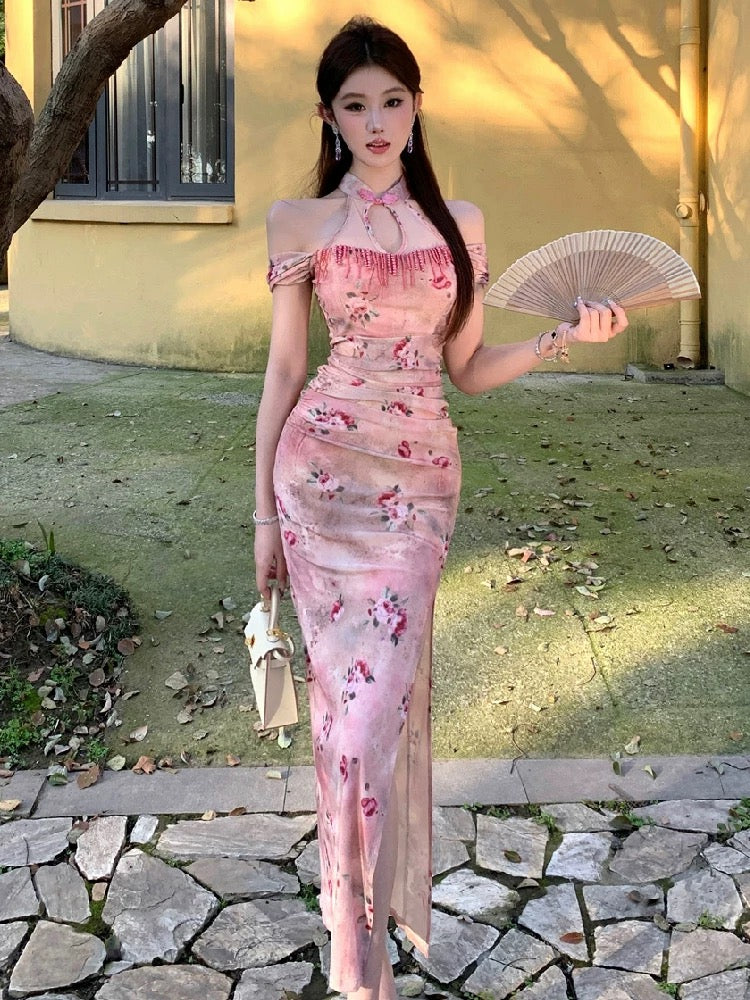 Pink Cheongsam CD044 Long Dress (S, M)
