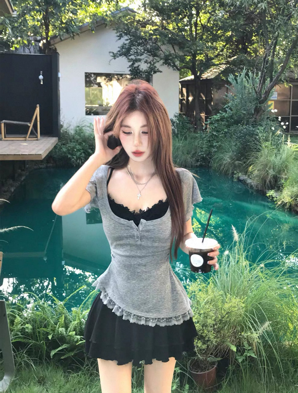 Top + Black Dress Set