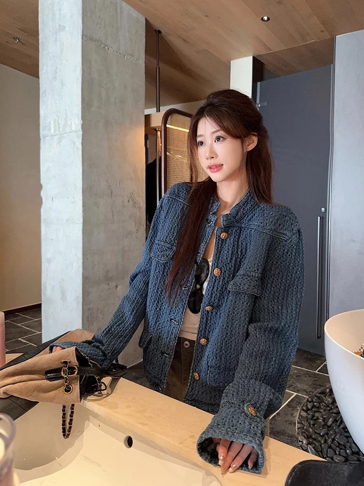 Navy Cardigan Top