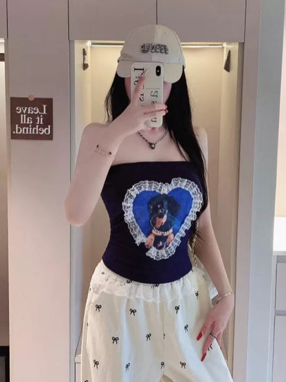 Dachshund Navy Tube Top