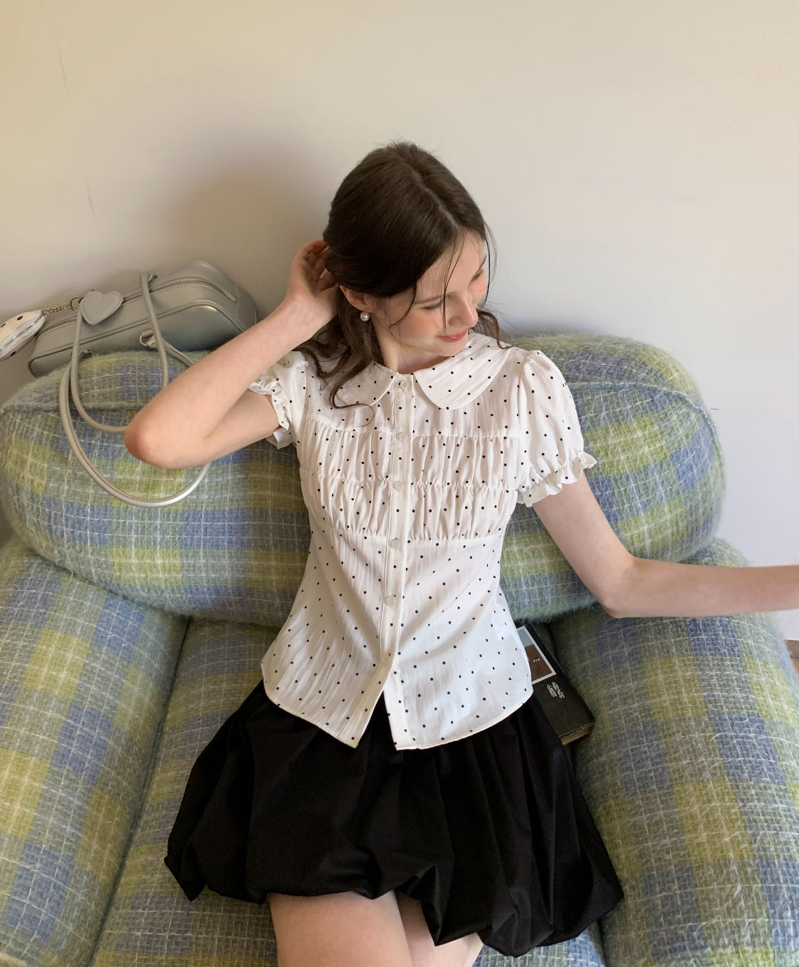 Cute Collar Mini Dot Top (S, M)