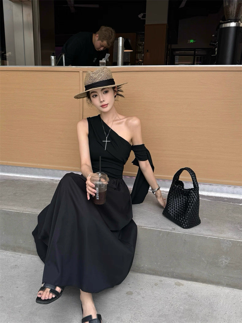 Off Side Shoulder Long Dress