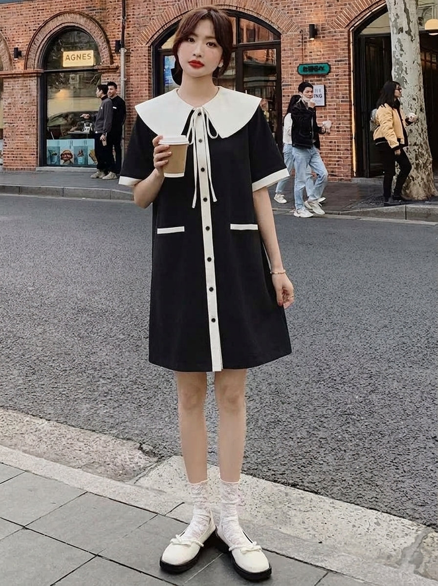 Dolly Collar Short Sleeve Dress