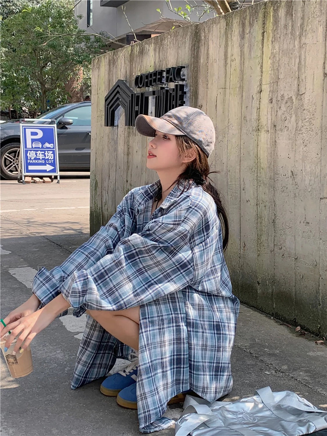 Blue Grid Long Sleeve Shirt