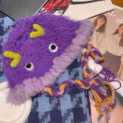 Furry Cute Monster Hat (3 Colours)