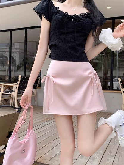 Pink High Waist Mini Skirt SK19