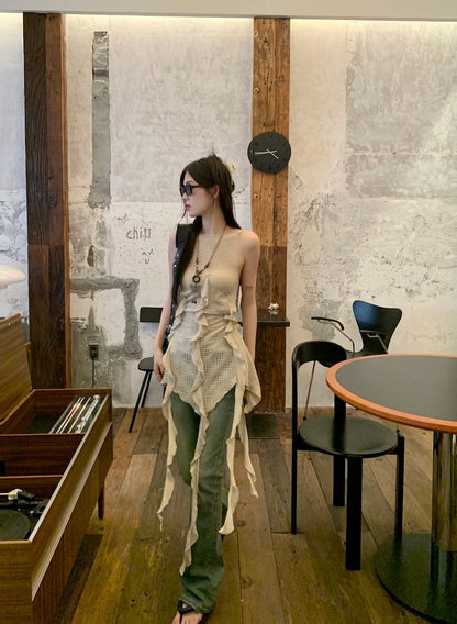 Beige Jelly Fish Bareback Long Top/Dress (S)