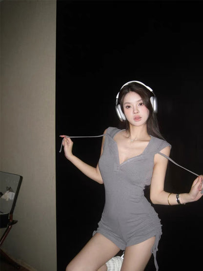 Grey Sleeveless Hat Romper