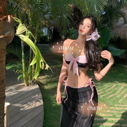 Black Pink Bikini BK21 Three Pieces Set