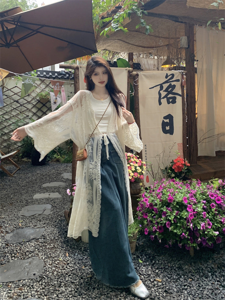 Embroidery Long Cardigan