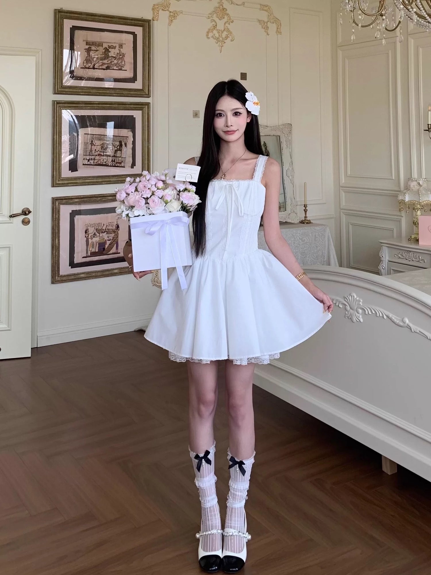 White Strap Mini Dress