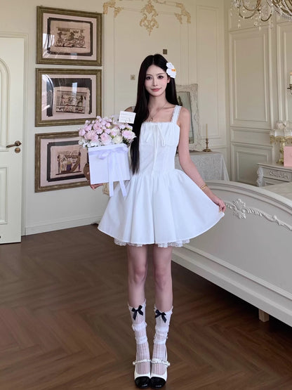 White Strap Mini Dress