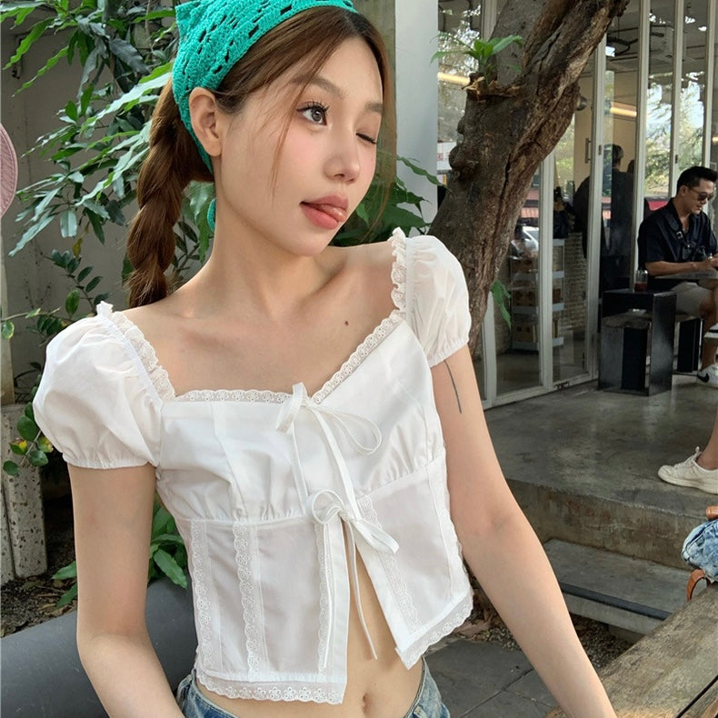 Knot Button White Top