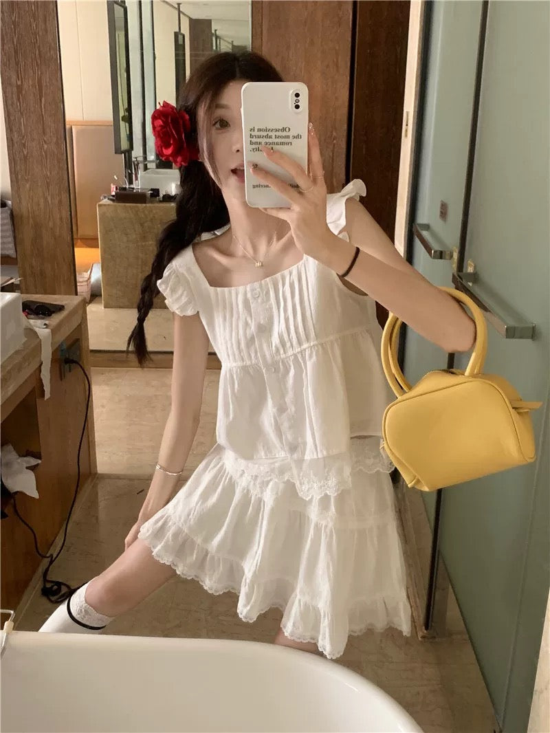 White Top + Skirt Set (Short / Long)