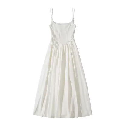 U Collar Strap Long Dress
