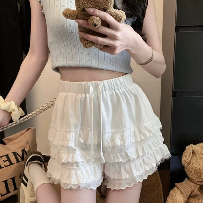 White High Waist Layer Short Skirt