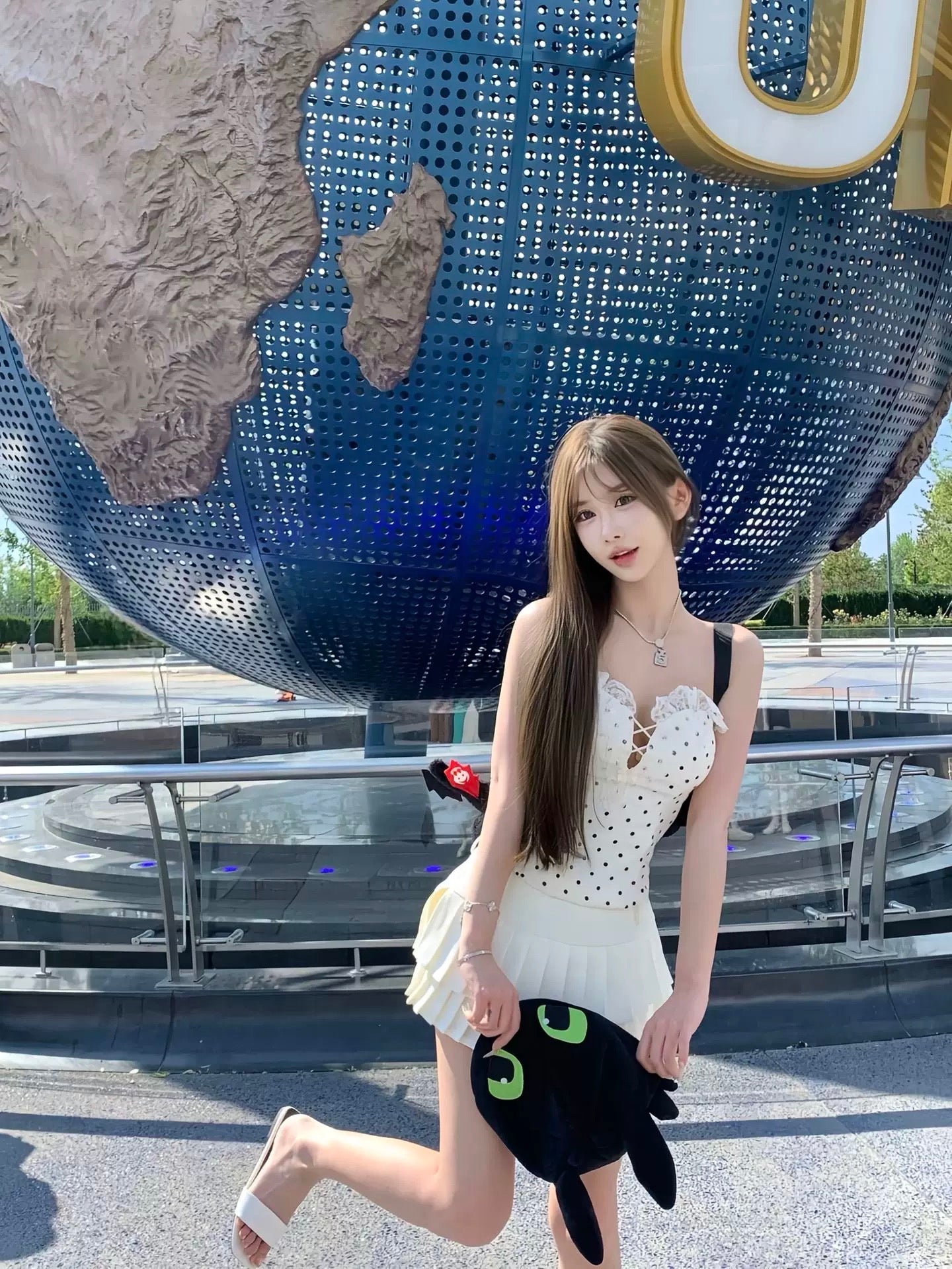 Black Dot White Tube Top