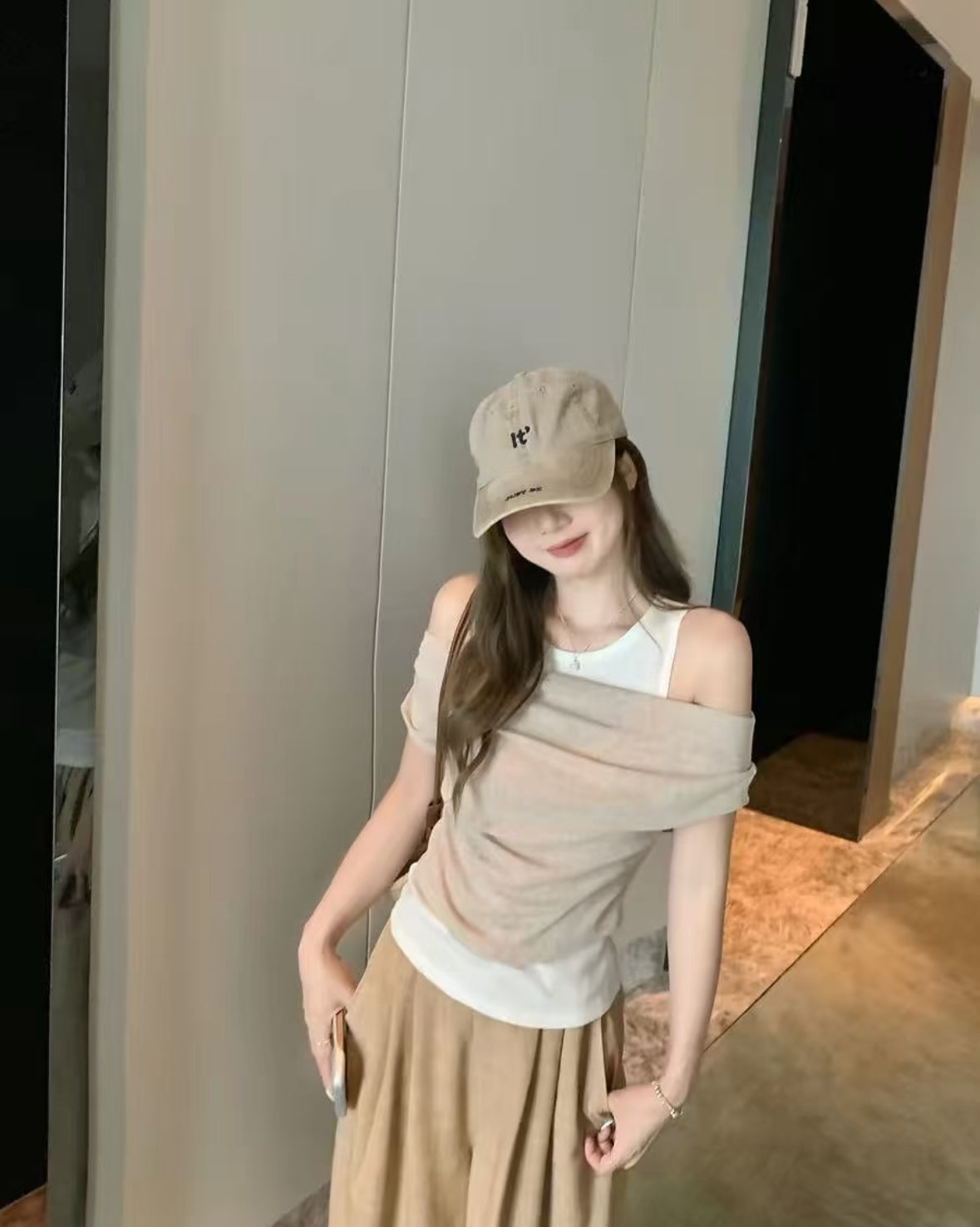 Khaki Mix White Knitted Top