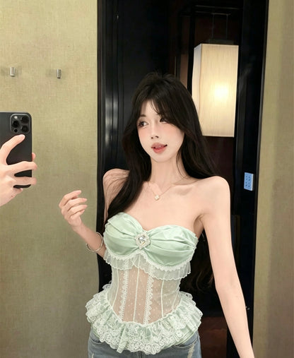 Mint Green Mix Laces Top T010