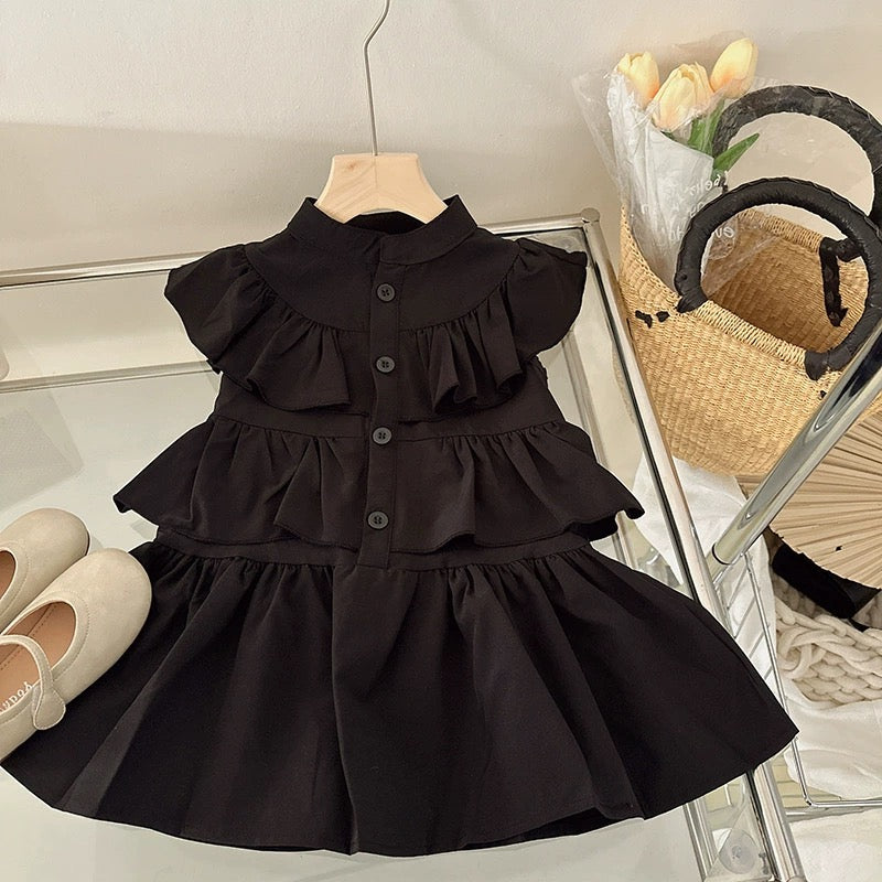 Little Girl Halter Collar Black Dress (90,100)