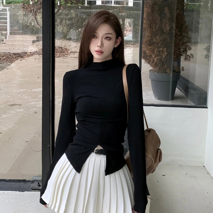 Halter Collar Long Sleeve Top