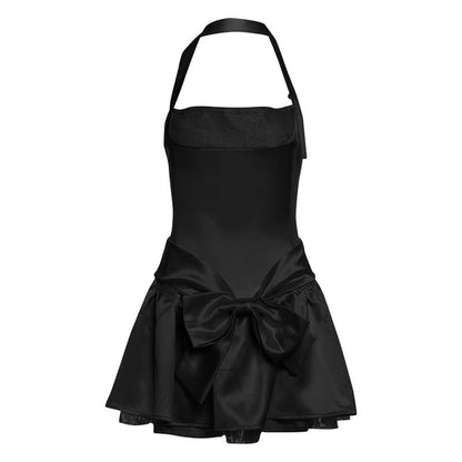 Laces Waist Black Mini Dress (S, M)
