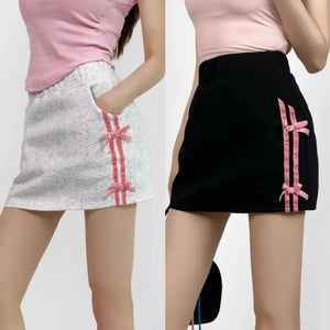 Side Ribbons Casual Mini Skirt