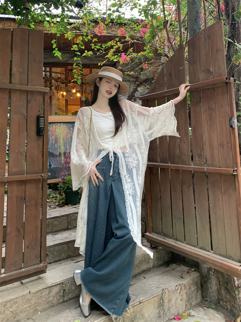Embroidery Long Cardigan