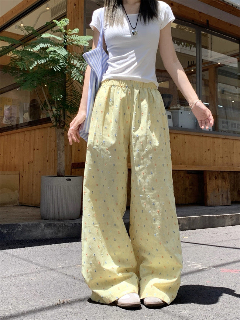 Yellow Colour Dots Long Pants