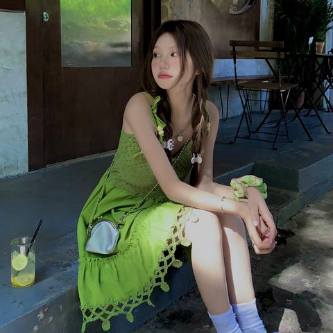 Avocado Green Short/ Long Dress