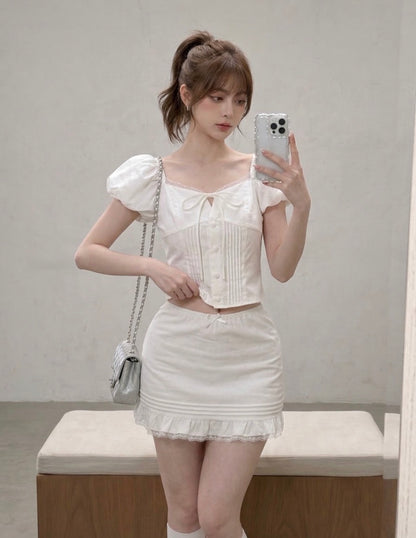 White Top + Skort Two Piece Set (S, M)