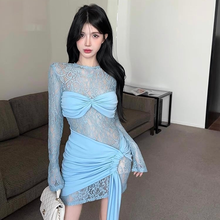 Lacey Blue Long Sleeve Mini Dress