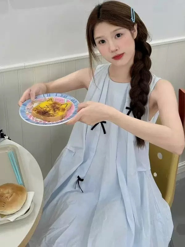 Dolly Blue Ribbons Sleeveless Dress