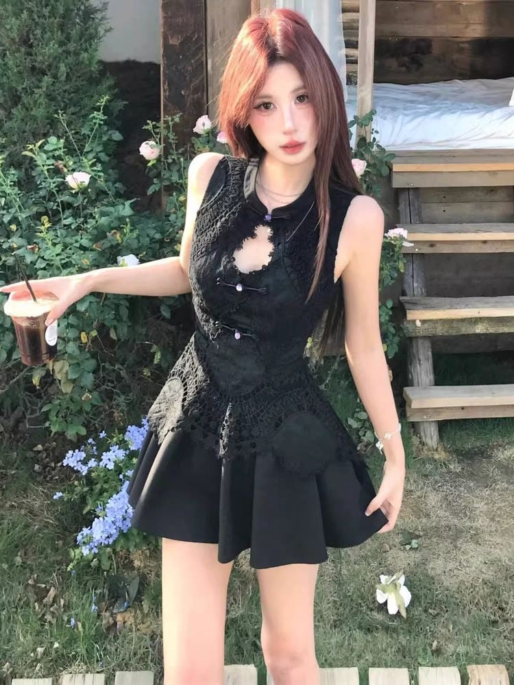 Black Cheongsam CD025 Short Dress