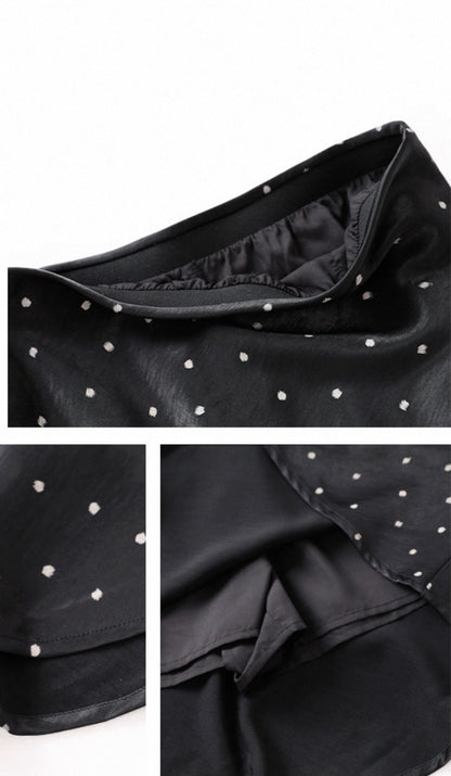 Middle Low Waist Polka Dot Satin Skirt SK38