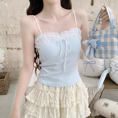 Mix Lace Strap Tube Top (Pink, Green, White, Blue)