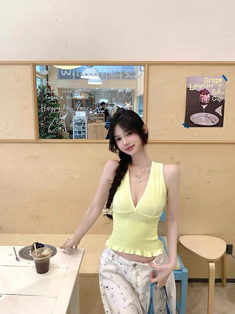 Sleeveless Deep V Top