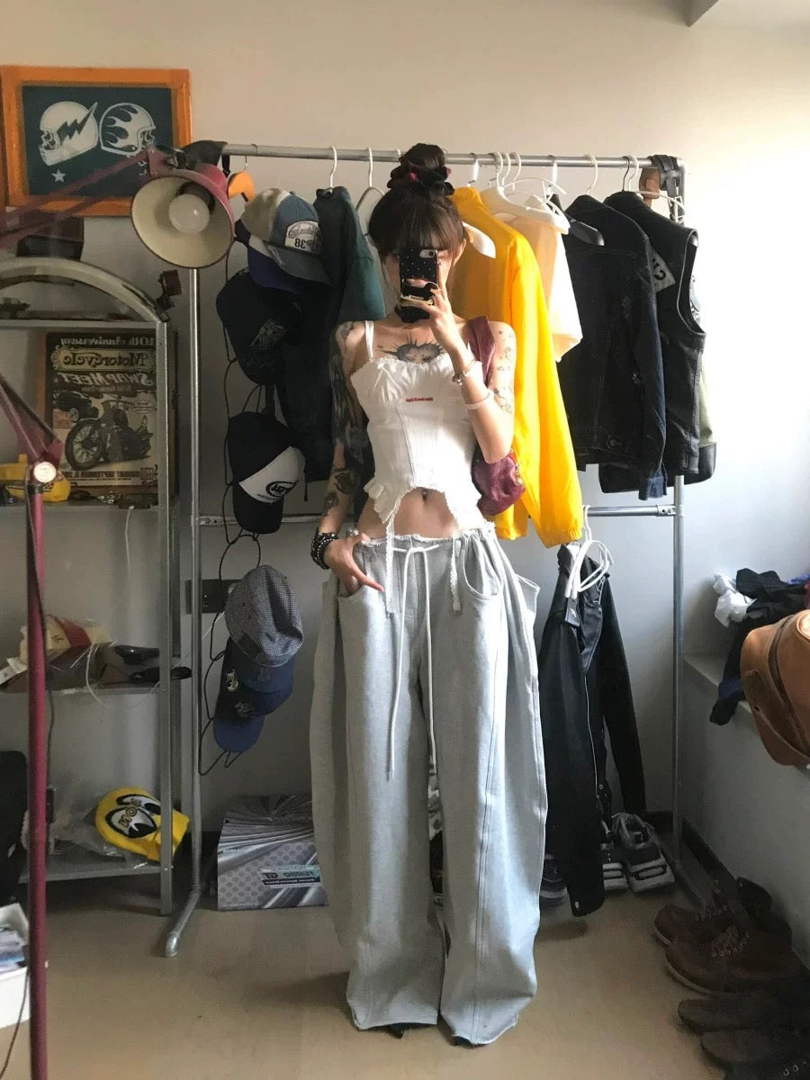 Grey Cotton Long Pants