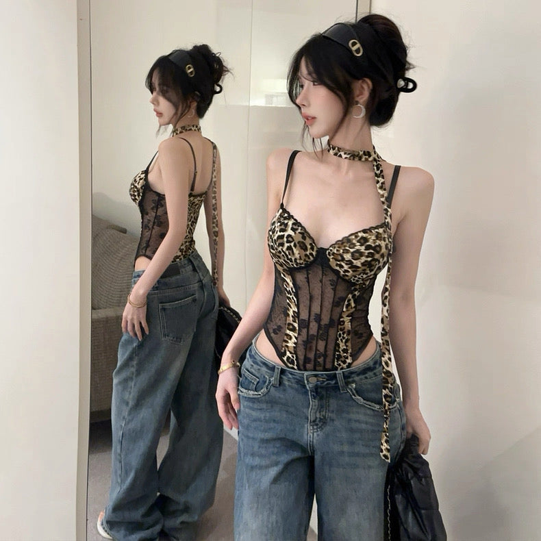 Leopard Lace Inner Suit With Padding