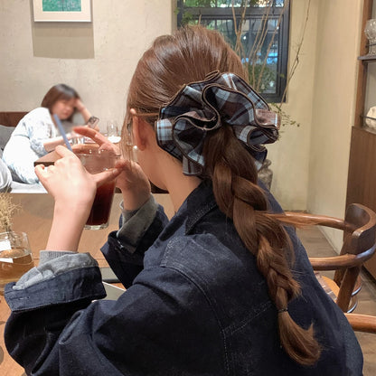 Korean Grid Blue Hair Rubberband