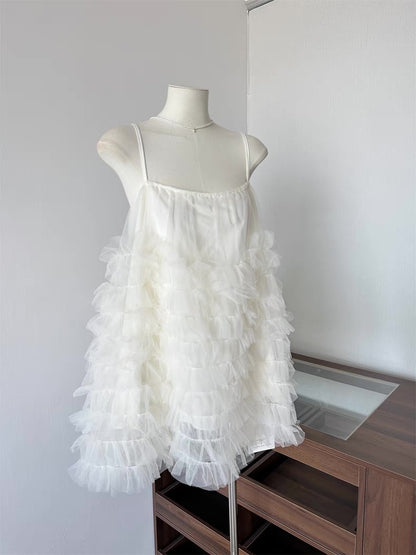 Cream Mesh Long Top
