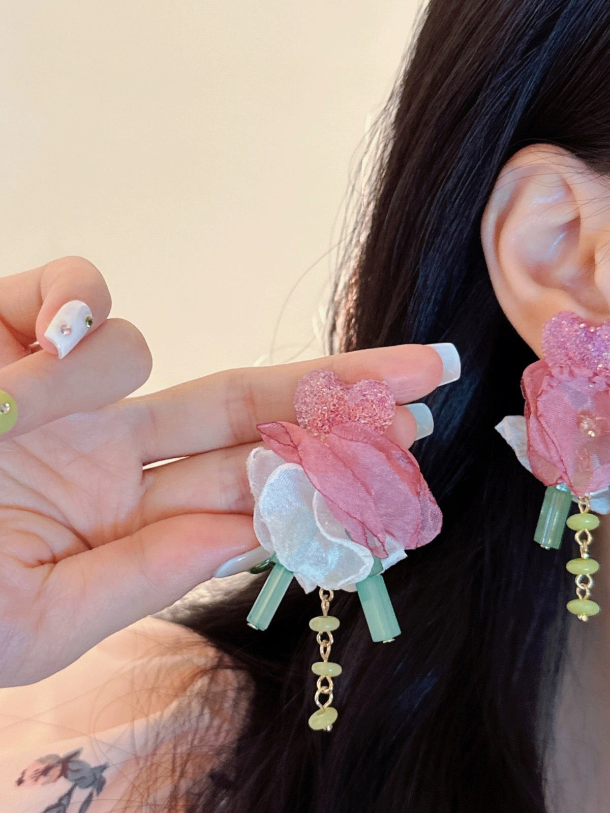 Flower Earring (Purple,White)