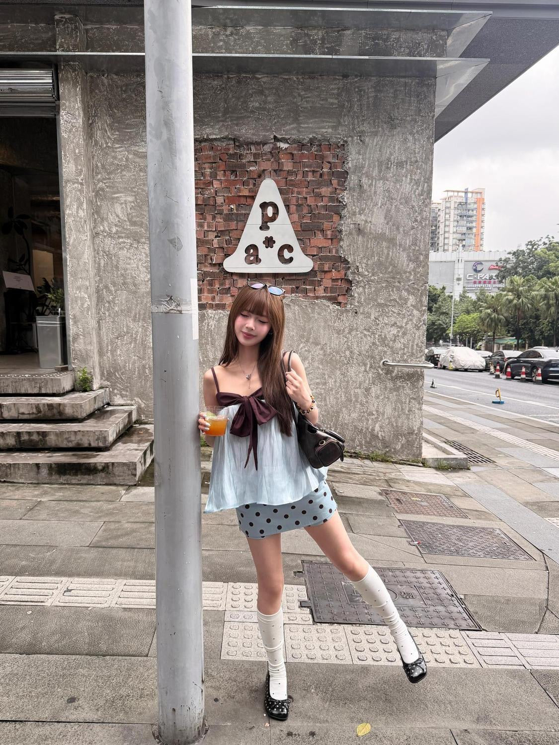 Choco Blue Top + Skort Skirt Set (S, M)