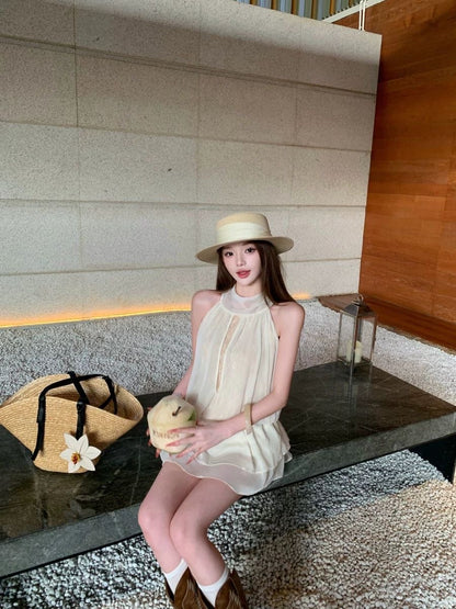 Mix Laces Beige Dress