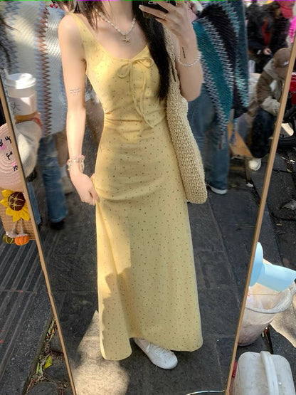 Mini Flo Prints Yellow Long Dress